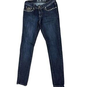 RuBi Jeans Womens Size 5 Skinny Bling Dark Wash Stretch Low Rise